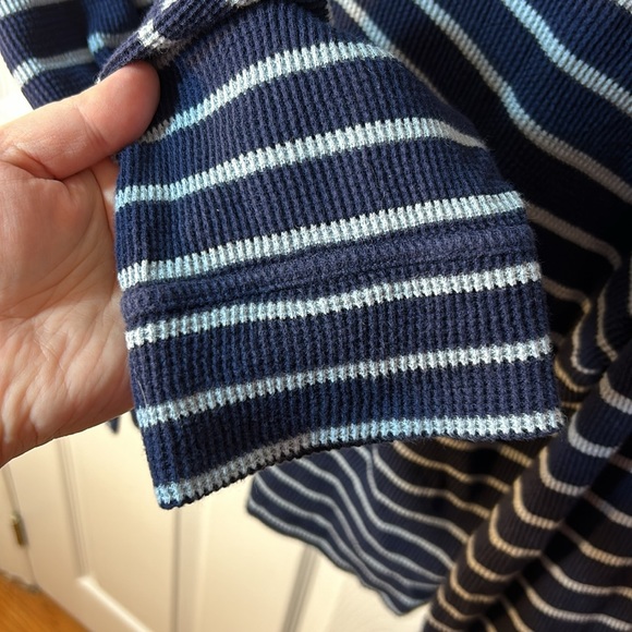 Pact Navy and White Striped Cowl Neck Sweater - Picture 6 of 7